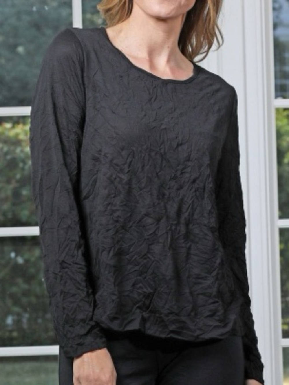 Chalet et Ceci Andrea Crinkle Mesh Top Women’s Size XS Semi Sheer Lightweight